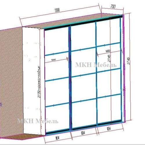 Проект встроенный Шкаф купе на заказ в чёрном от МКН Мебель