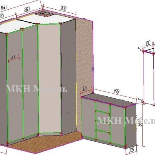 Проект угловой шкаф комод от МКН Мебель
