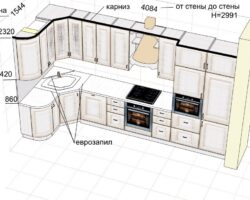 Эскиз Кухня в массиве дерева