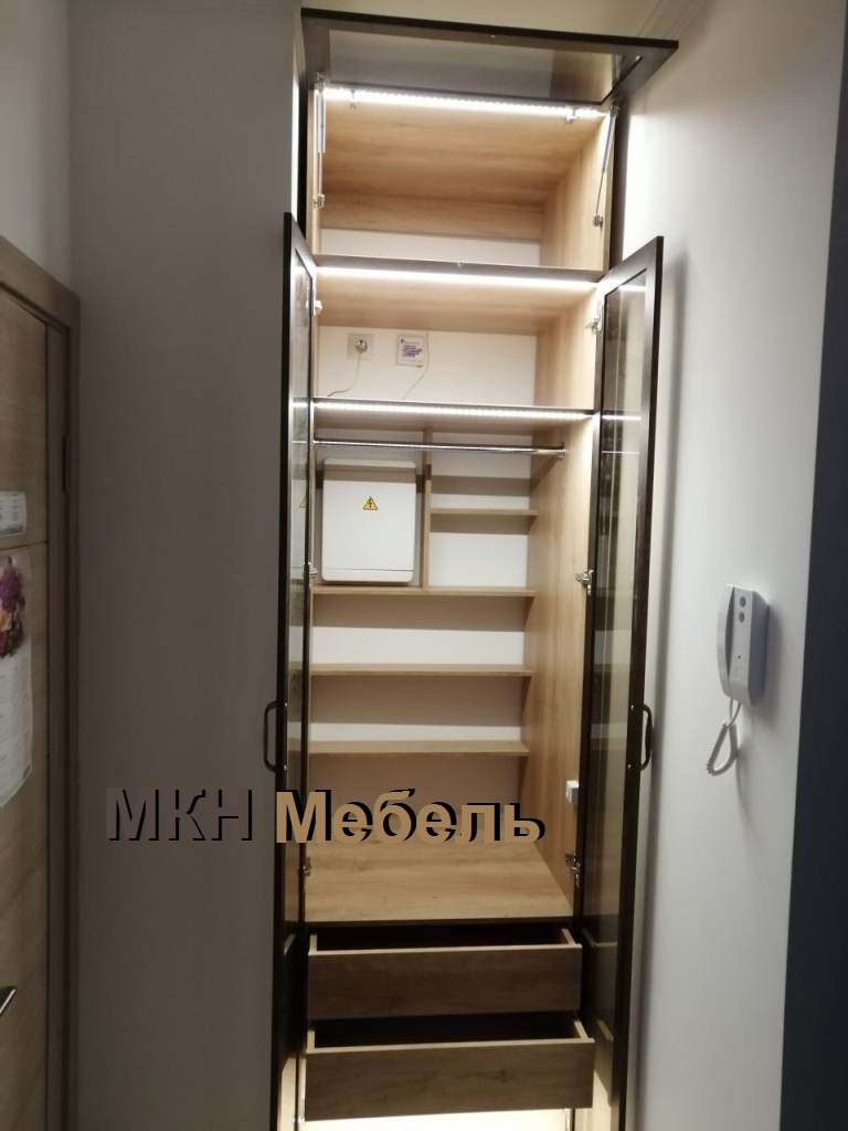 Шкаф с подсветкой и прозрачными стеклянными дверями | МКН МЕБЕЛЬ ...
